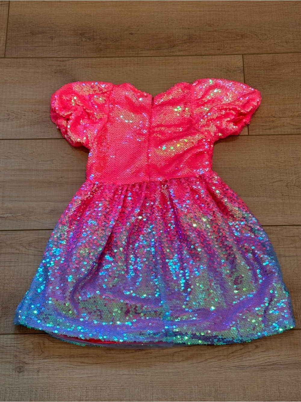 Lola + The Boys Pink Ombre Sequin Dress Short Sleeve Party Sparkle Size Girls 8 - Picture 4 of 11